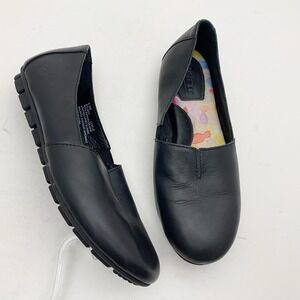 Born Sebra Black Leather Loafer Flats Women Size 6.5M Comfort Casual Slip On